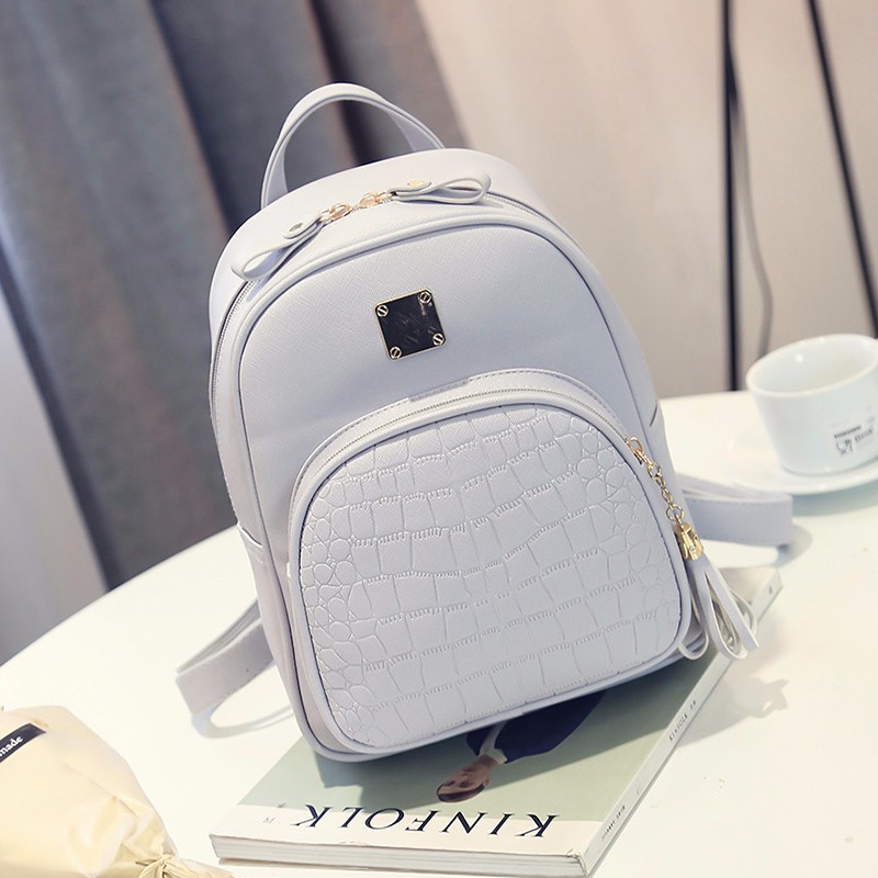 Alligator-Pattern-Girl-School-Bags-For-Teenagers--Women-Small-Backpack-Black-Leather-Women39s-Backpa-32698359956