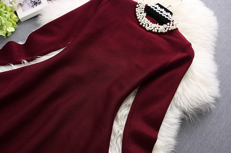 Alphalmoda-2017-Spring-Women-New-Pearl-Dress-Diamond-Decored-Beads-Collar-A-line-One-piece-Flounced--32789102311