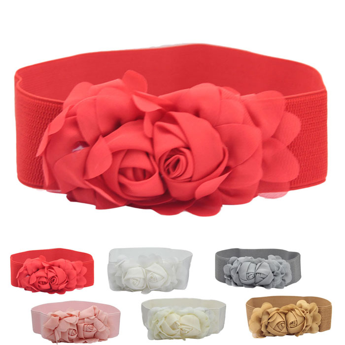 Amazing-Fashion-Double-Rose-Flower-Buckle-Elastic-Waist-Belt-Lady-Waistband-32262984748