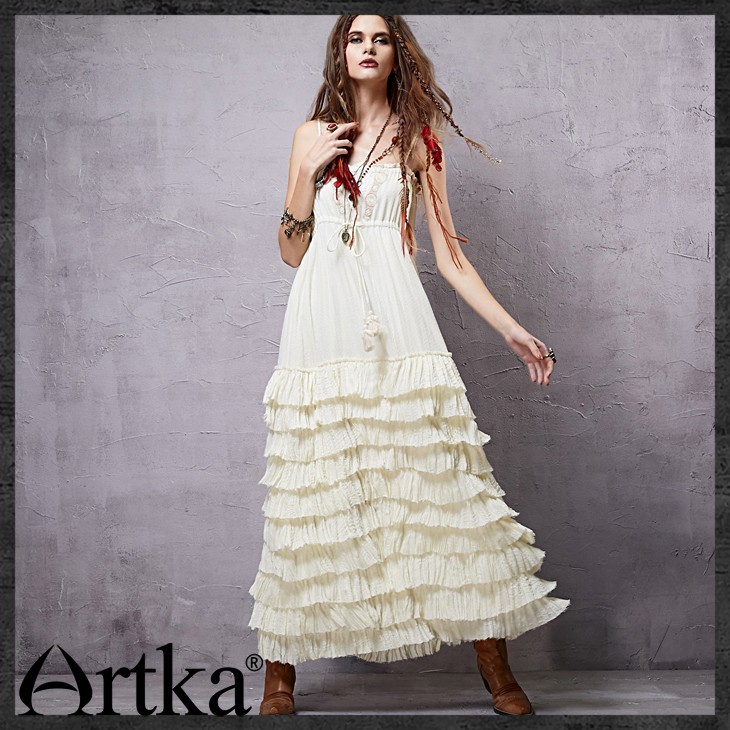 Artka-Women39s-2015-Mexico-Summer-New-Vintage-Lace-Decoration-Patchwork-Elegant-Dress-Sleeveless-Cot-32434942556
