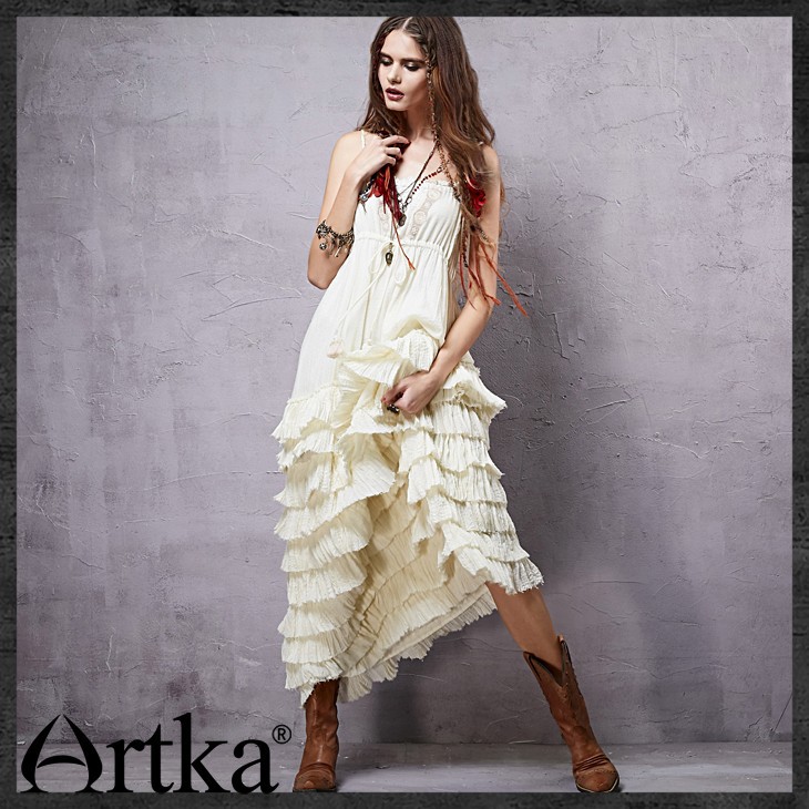 Artka-Women39s-2015-Mexico-Summer-New-Vintage-Lace-Decoration-Patchwork-Elegant-Dress-Sleeveless-Cot-32434942556