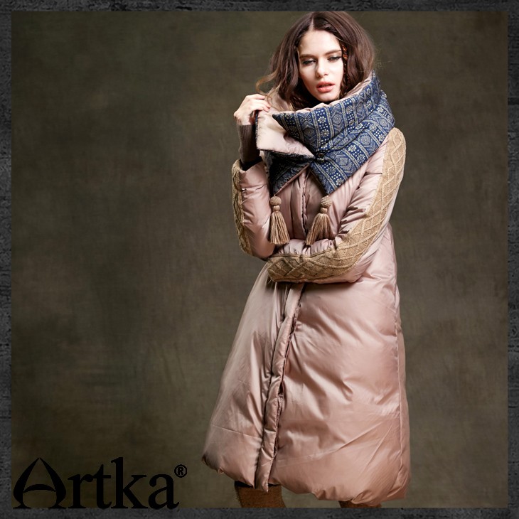 Artka-Women39s-2016-Winter-Long-Outerwear-90-Duck-Down-Coat-Long-Sleeved-Warm-Down-Coat-Warm-Long-Qu-32493792536