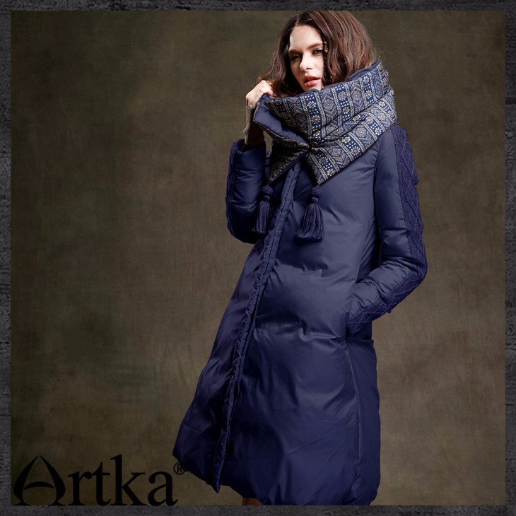 Artka-Women39s-2016-Winter-Long-Outerwear-90-Duck-Down-Coat-Long-Sleeved-Warm-Down-Coat-Warm-Long-Qu-32493792536