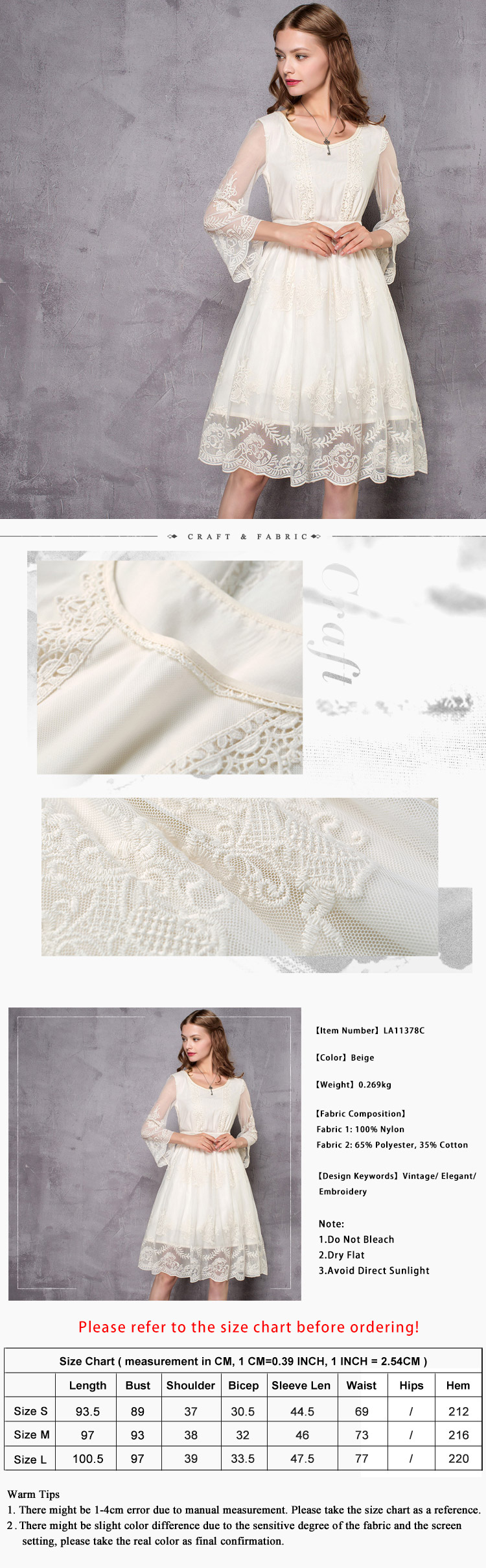 Artka-Women39s-2017-Spring-Vintage-Solid-Color-Embroidery-Dress-Fashion-O-Neck-Flare-Sleeve-Empire-W-32798105747