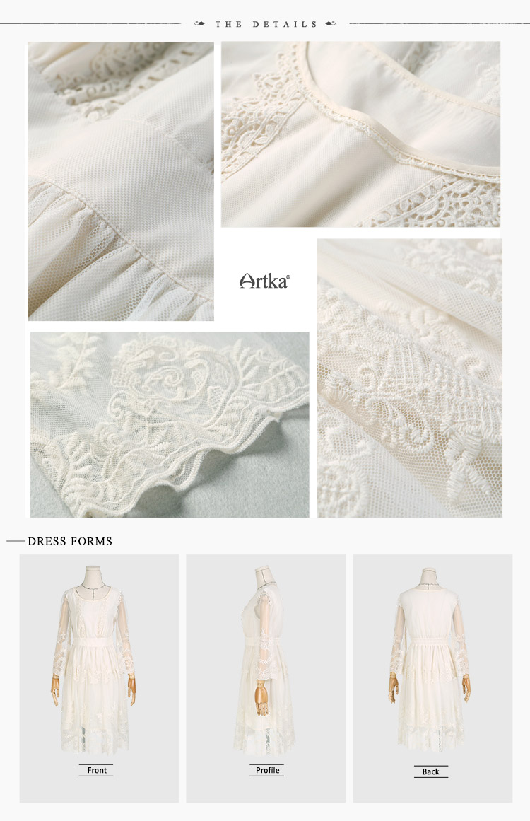 Artka-Women39s-2017-Spring-Vintage-Solid-Color-Embroidery-Dress-Fashion-O-Neck-Flare-Sleeve-Empire-W-32798105747