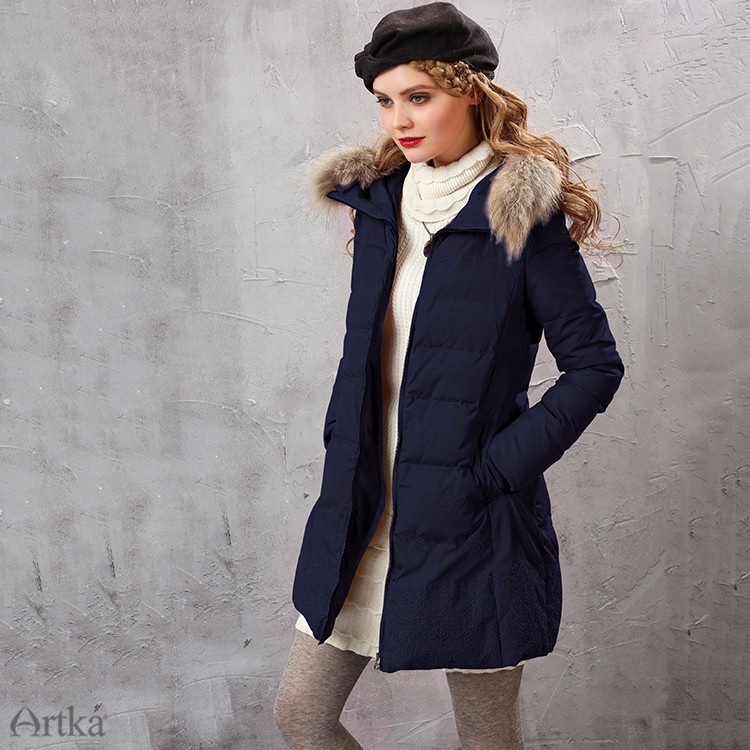 Artka-Women39s-Winter-New-2-Colors-Embroidery-Down-Coat-Vintage-Hoodie-Long-Sleeve-Casual-Warm-Outer-32732237019