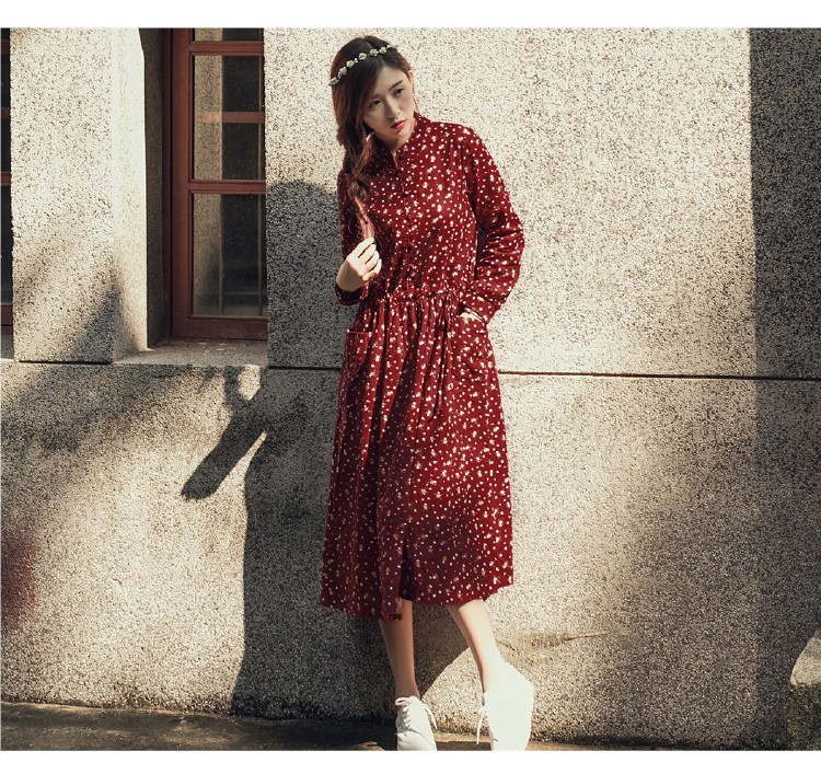 Autumn-Dress-Floral-Print-Velour-Pleated-High-Waist-Vintage-Dress-Oversize-Long-Sleeve-Loose-Casual--32640705663