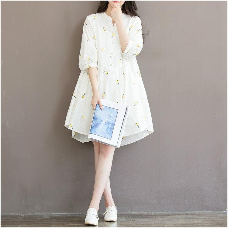 Autumn-Dress-White-Color-Embroidery-Flower-Plus-Size-Women-Dress-V-Neck-Cotton-Lolita-Dress-vestido--32646978913