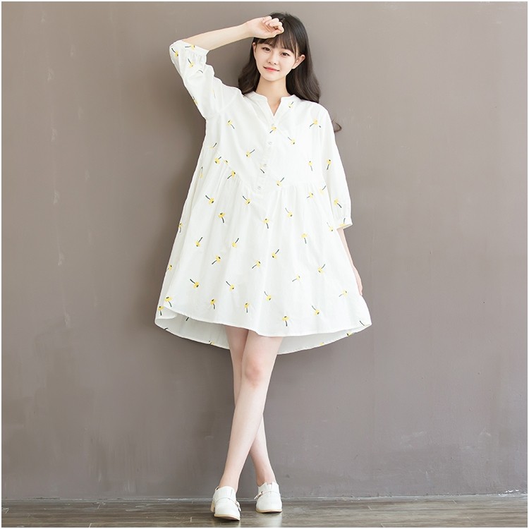 Autumn-Dress-White-Color-Embroidery-Flower-Plus-Size-Women-Dress-V-Neck-Cotton-Lolita-Dress-vestido--32646978913