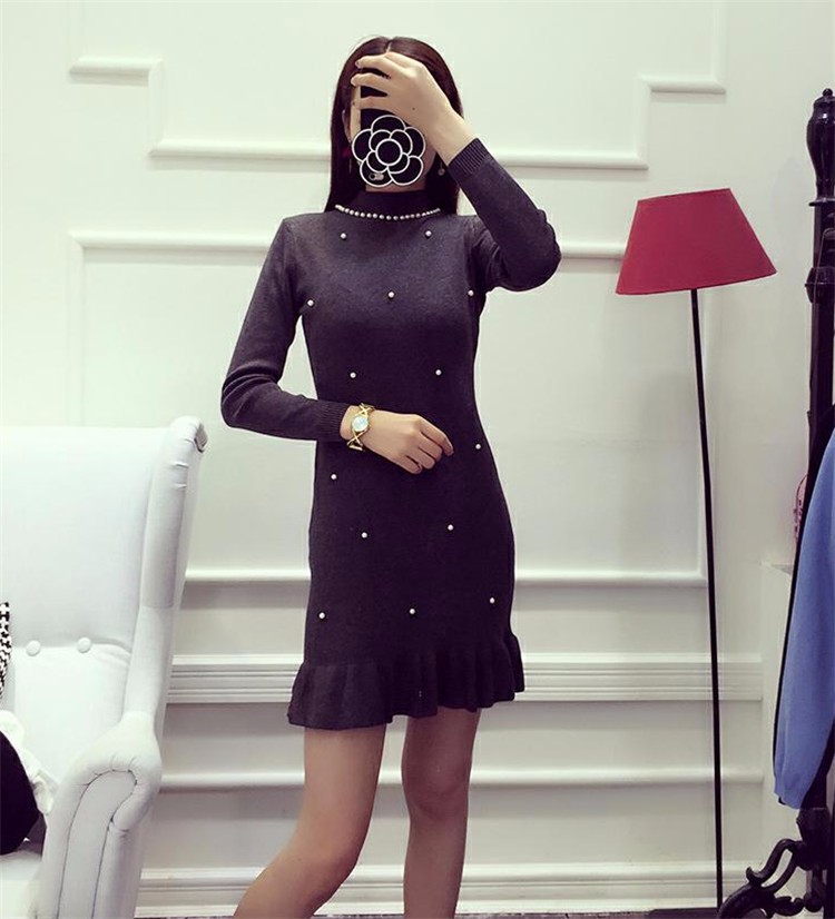 Autumn-Winter-Women-Dress-Solid-Color-Beading-Collar-Sweet-Graceful-Knitting-Dress-Long-sleeved-Wint-32572216170