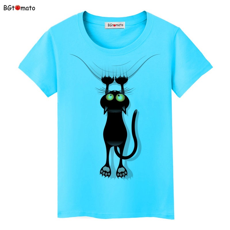 BGtomato-Hot-sale-summer-naughty-black-cat-3D-t-shirt-women-lovely-cartoon-shirt-Good-quality-comfor-32364433731