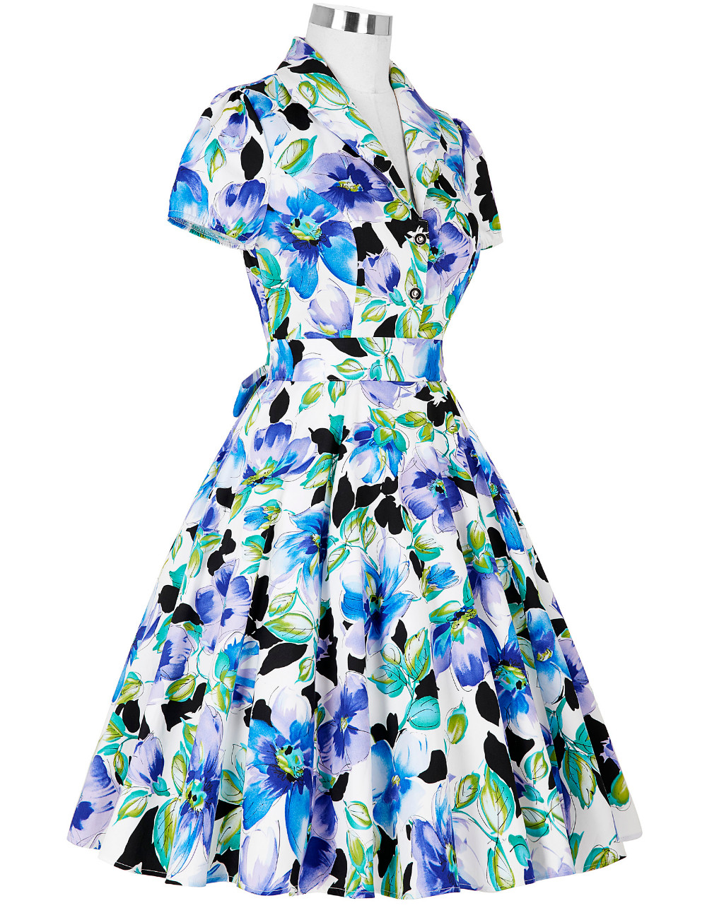 Belle-Poque-2017-Summer-Women-Tea-Dress-Party-Short-Sleeve-Knee-Length-50S-60S-Floral-Vintage-Dresse-32669320032