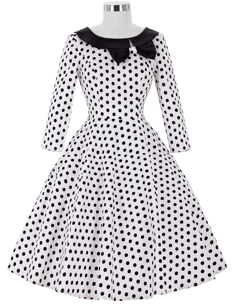 Belle-Poque-Women-Skater-Robe-Vintage-Summer-Dresses-2017-34-Sleeve-Polka-Dot-Tunic-Party-Casual-Wea-32621824420