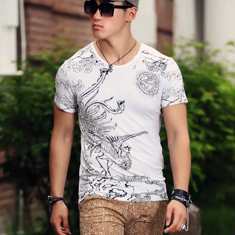 Beswlz-Summer-Men-Printed-T-Shirts-Short-Sleeve-O-Neck--Men-Cotton-Slim-Print-Pattern-Casual-T-Shirt-32479403170