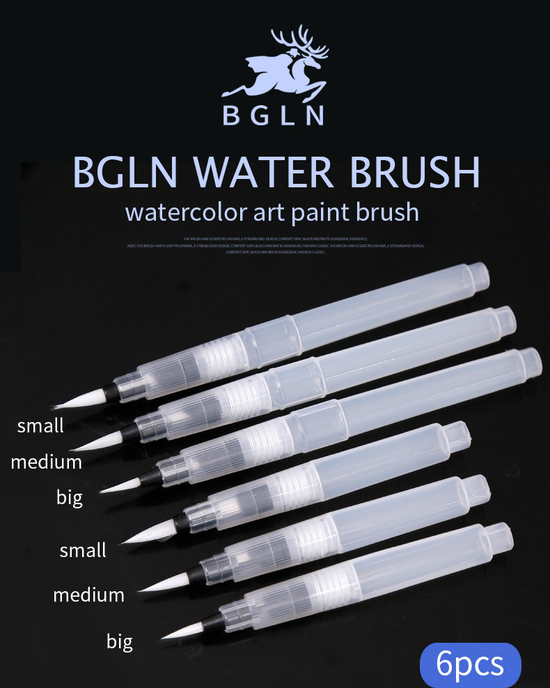 Bgln-6Pcsset-Large-Capacity-Water-Brush-Soft-Watercolor-Art-Paint-Brush-Nylon-Hair-Painting-Brush-Fo-32676397446