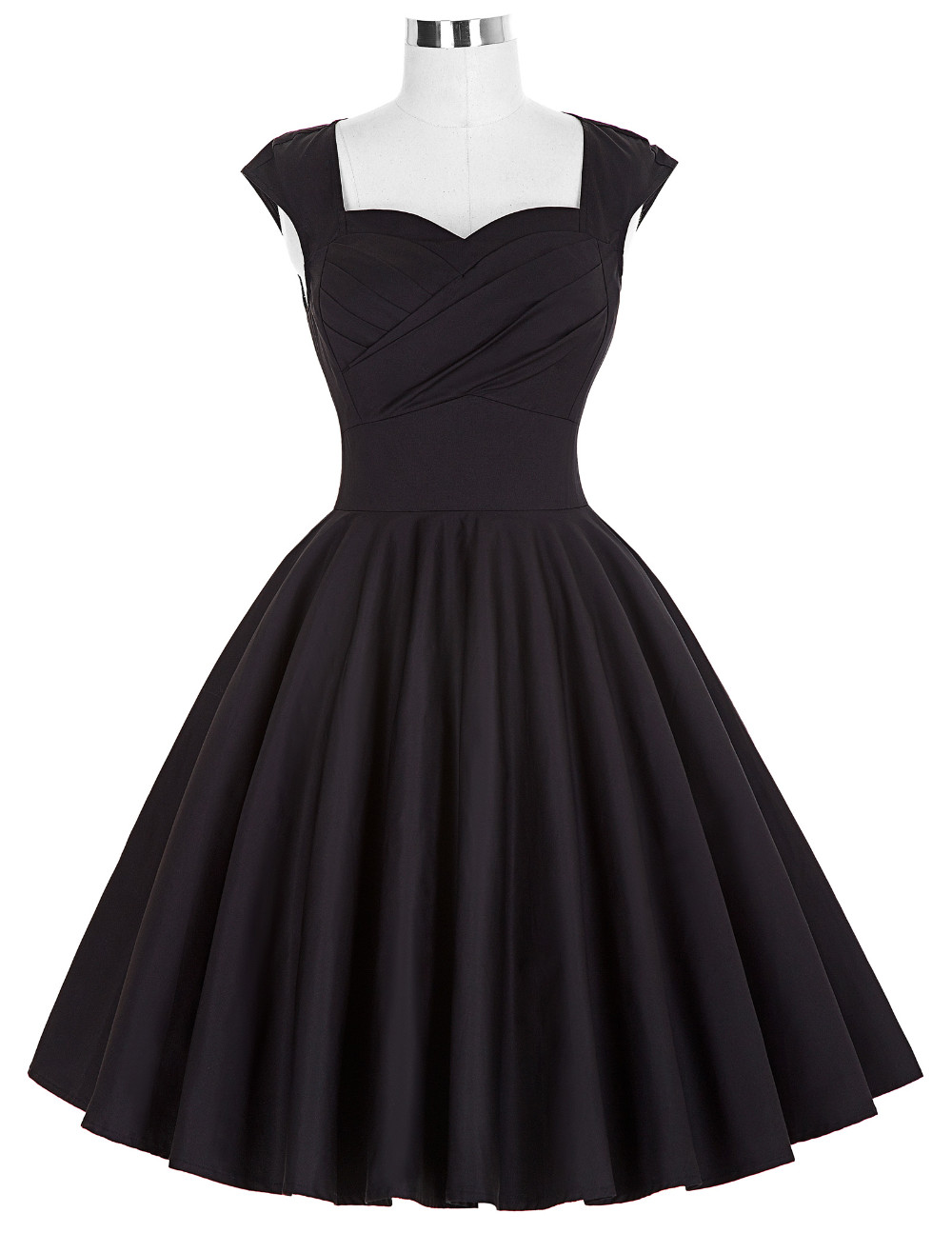 Black-Green-Women-50s-Rockabilly-Dresses-Summer-Style-Sleeveless-Solid-Color-Vintage-Vestidos-Cotton-32589332133