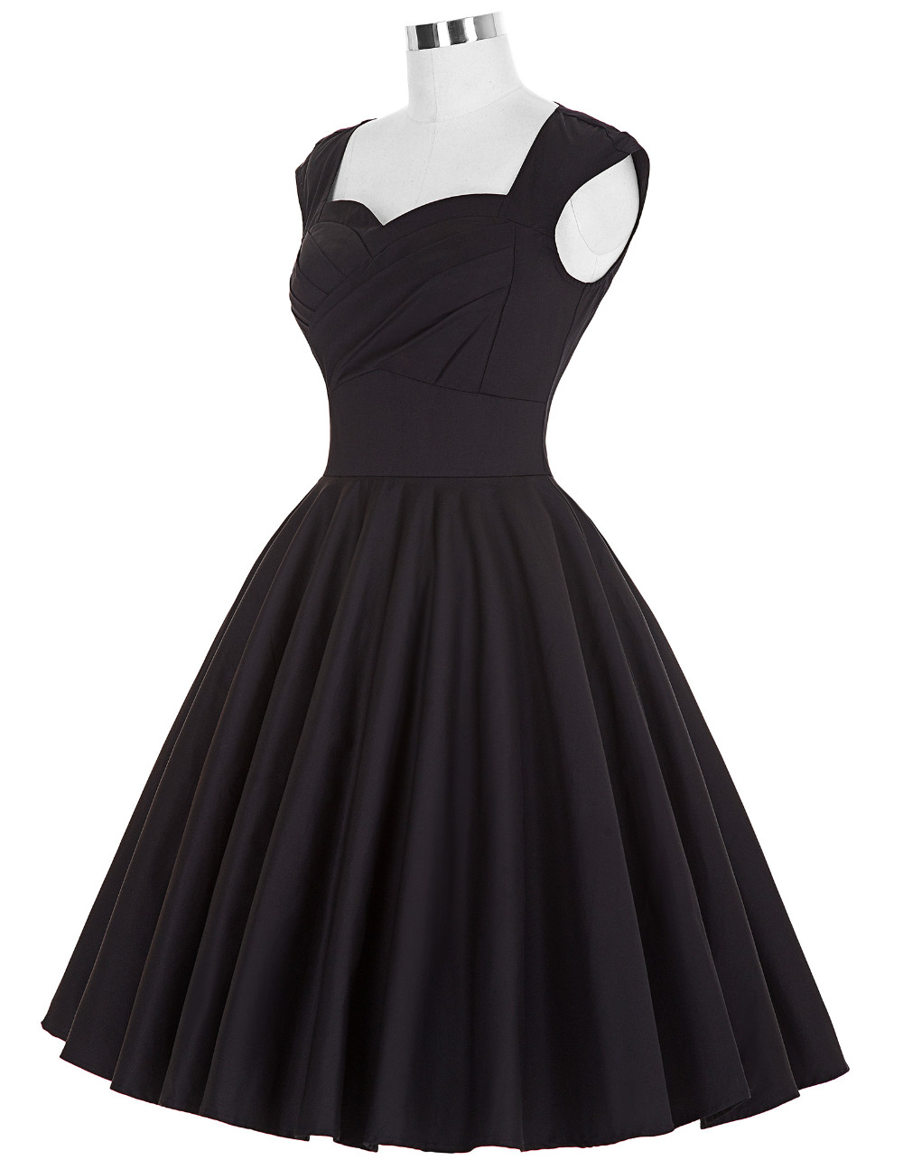 Black-Green-Women-50s-Rockabilly-Dresses-Summer-Style-Sleeveless-Solid-Color-Vintage-Vestidos-Cotton-32589332133