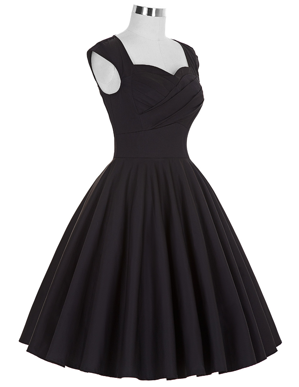 Black-Green-Women-50s-Rockabilly-Dresses-Summer-Style-Sleeveless-Solid-Color-Vintage-Vestidos-Cotton-32589332133