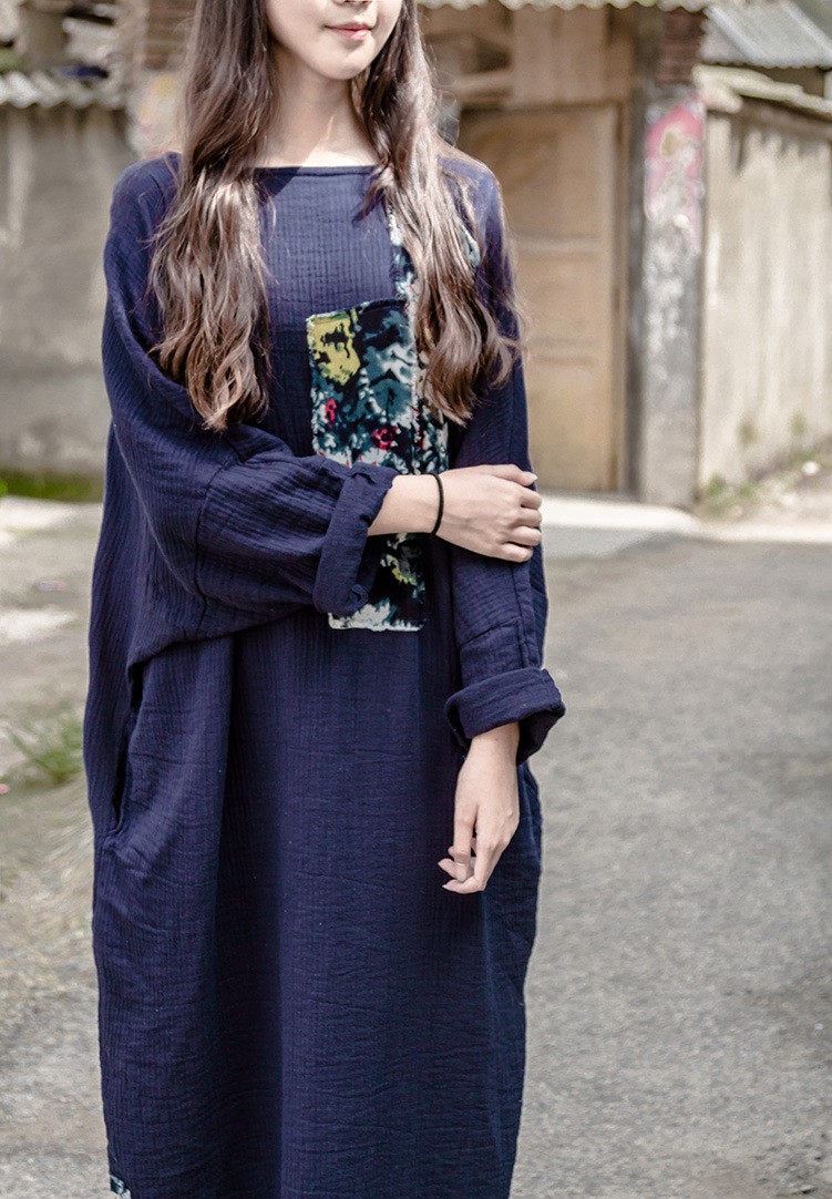 Blue-Patchwork-Linen-Dress-Cotton-Plus-size-Women-Long-Dress-Japan-Brief-Loose-Casual-Autumn-Vestido-32759159470