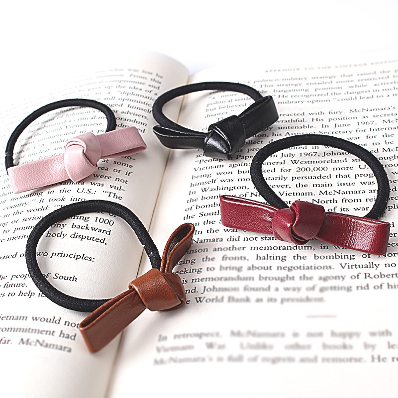 C-Sold-New-Cute-Children-Girl-Leather-Bow-Elastic-Rubber-Band-Women-Bowknot-Scrunchy-Headdress-Acces-32757473841