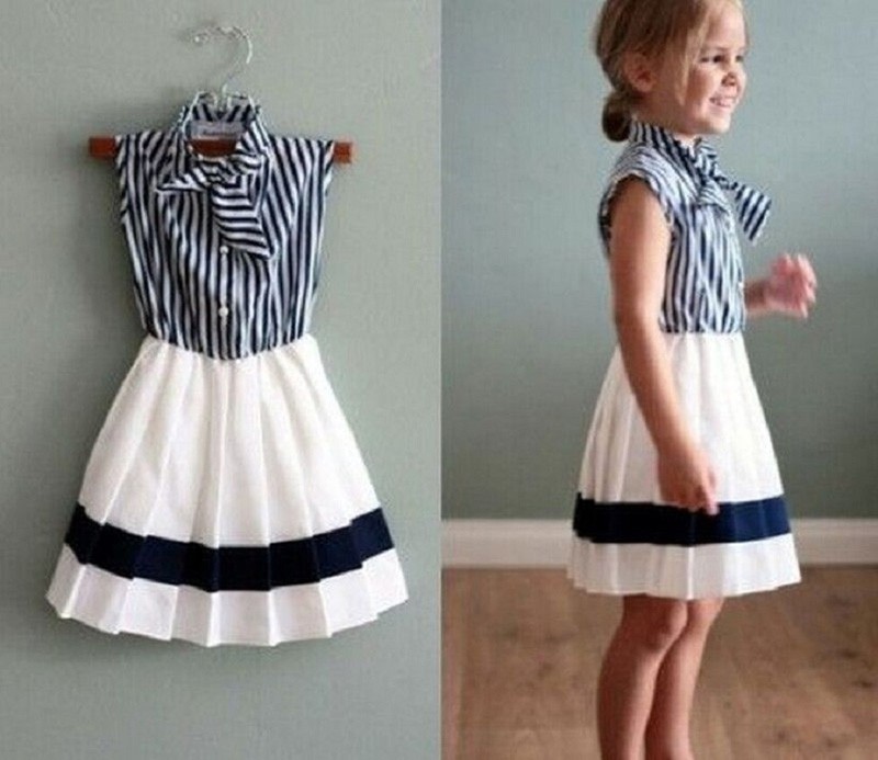 CHINGROSA-Novelty-Navy-Blue-Striped-Print-Pleated-Girls-Dresses-Cotton-Summer-2017-Navy-Dress-Kids-G-32662327129