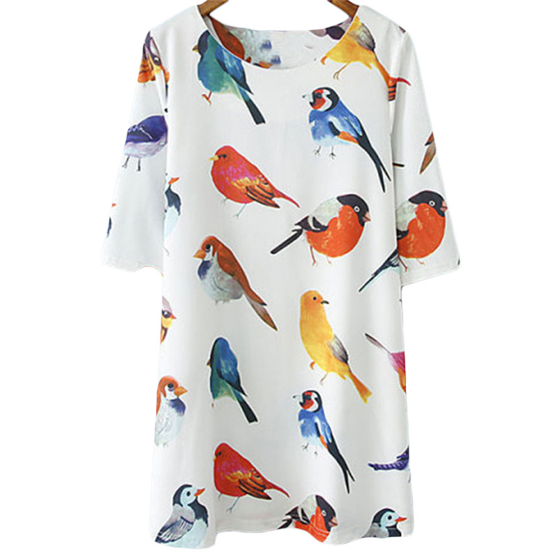 COLROVIE-New-Brand-Hot-Sale-Summer-Latest-Design-Women-Clothing-White-Half-Sleeve-Birds-Print-Loose--2012305077