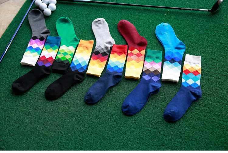Casual-Mens-Cotton-Colorful-Geometry-Socks-Harajuku-Gradient-Color-Business-Dress-Socks-Diamond-Plai-32546617114