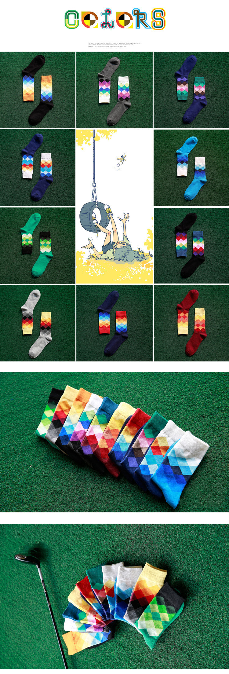 Casual-Mens-Cotton-Colorful-Geometry-Socks-Harajuku-Gradient-Color-Business-Dress-Socks-Diamond-Plai-32546617114