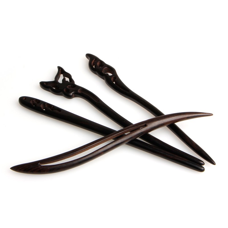 Chinese-Classic-Ancient-Handmade-Black-Ebony-Dish-Made-Wood-Hairpin-Hair-Sticks-32763612968