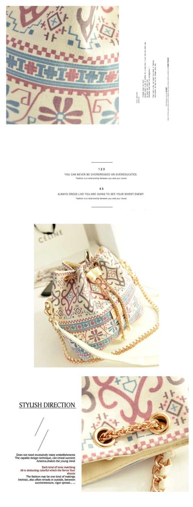 DUSUN-Promotion-Hot-Women-Chains-Fashion-Bucket-Bag-Canvas-Patchwork-Houndstooth-Brand-Messenger-Bag-32279470282