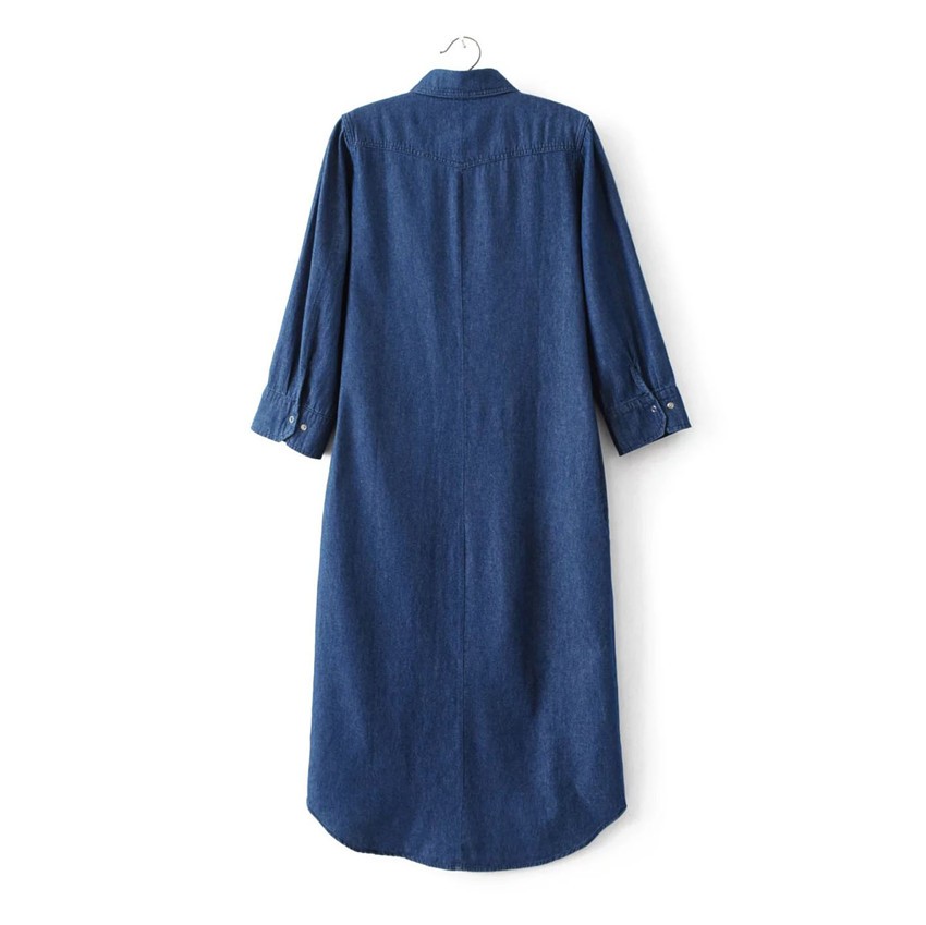 Denim-Dresses-2017-New-Blusas-Style-Single-Breasted-Turn-Down-Collar-Three-Quarter-Sleeve-Solid-doub-32775806782