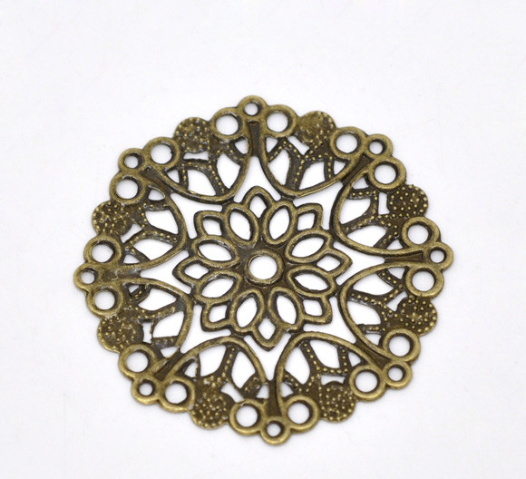 Doreen-Box-Lovely-50-Bronze-Tone-Filigree-Flower-Wraps-Connectors-35mm-B14745-1713171460