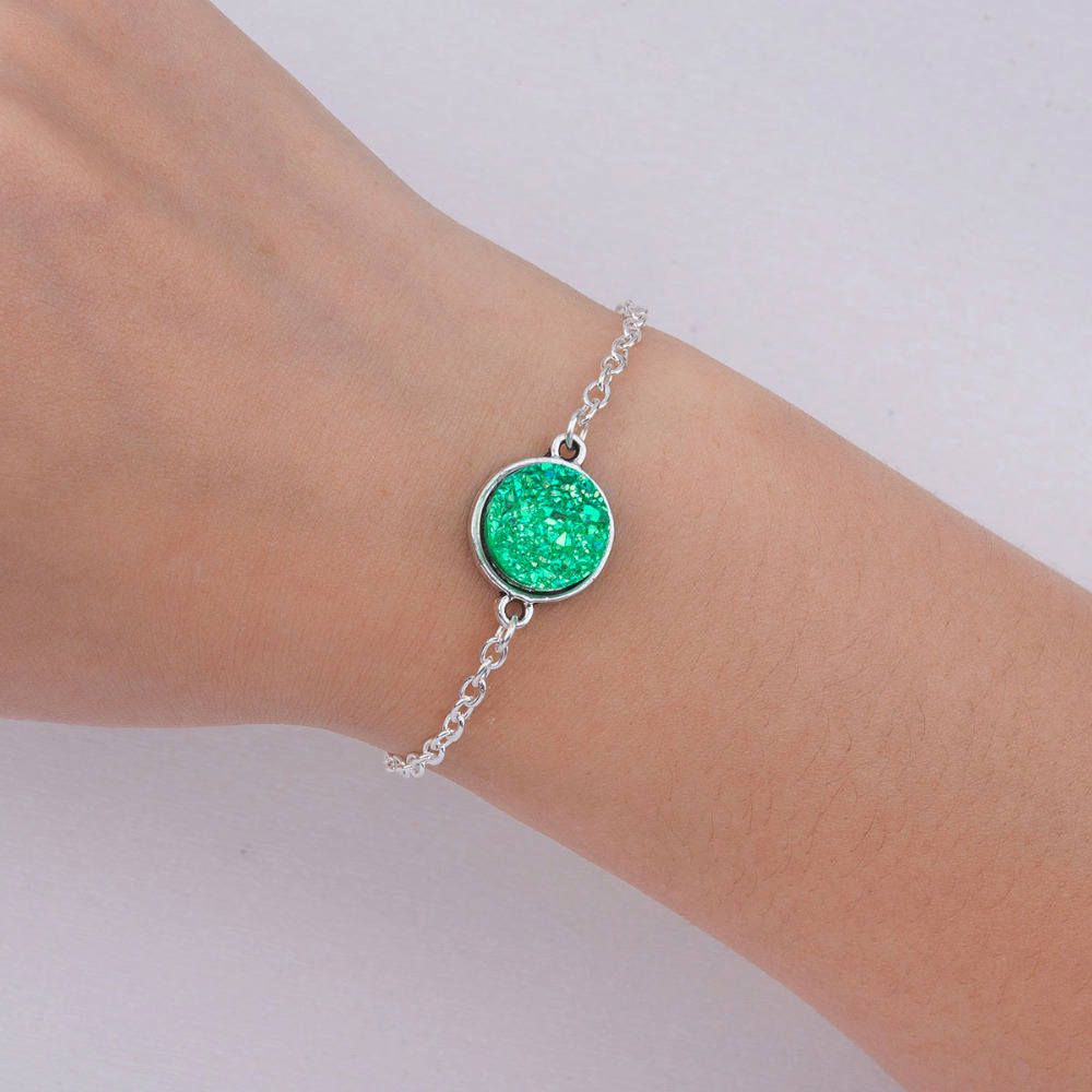 DoreenBeads-Resin-Druzy-Drusy-Bracelets-Silver-color-amp-Antique-Silver-Green-Round-17cm6-68quot-lon-32716693056