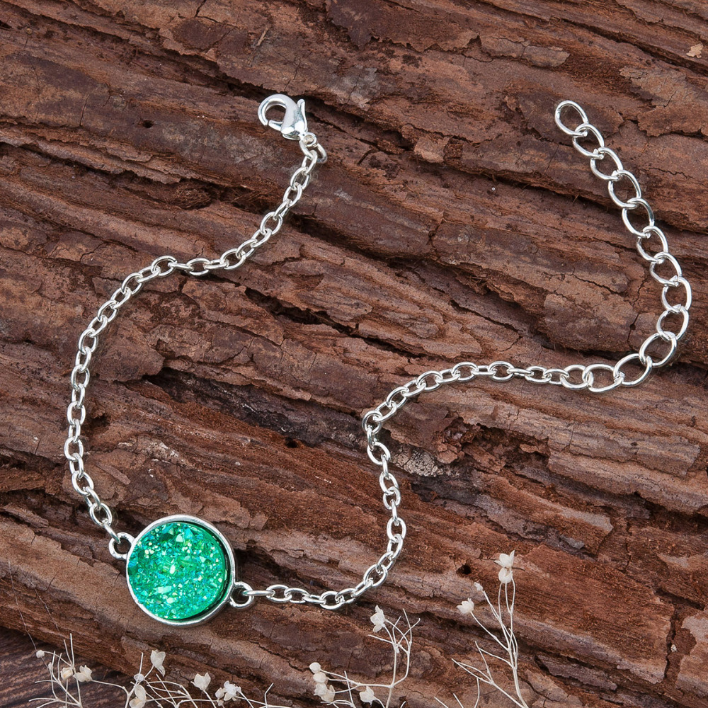 DoreenBeads-Resin-Druzy-Drusy-Bracelets-Silver-color-amp-Antique-Silver-Green-Round-17cm6-68quot-lon-32716693056