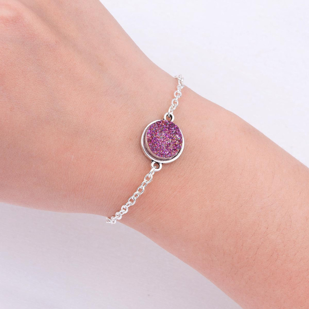 DoreenBeads-Resin-Druzy-Drusy-Bracelets-Silver-color-amp-Antique-Silver-Green-Round-17cm6-68quot-lon-32716693056