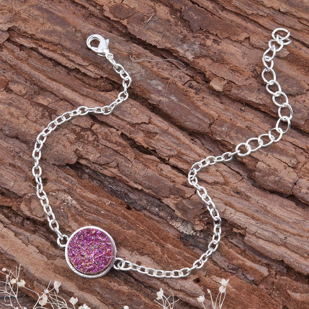 DoreenBeads-Resin-Druzy-Drusy-Bracelets-Silver-color-amp-Antique-Silver-Green-Round-17cm6-68quot-lon-32716693056