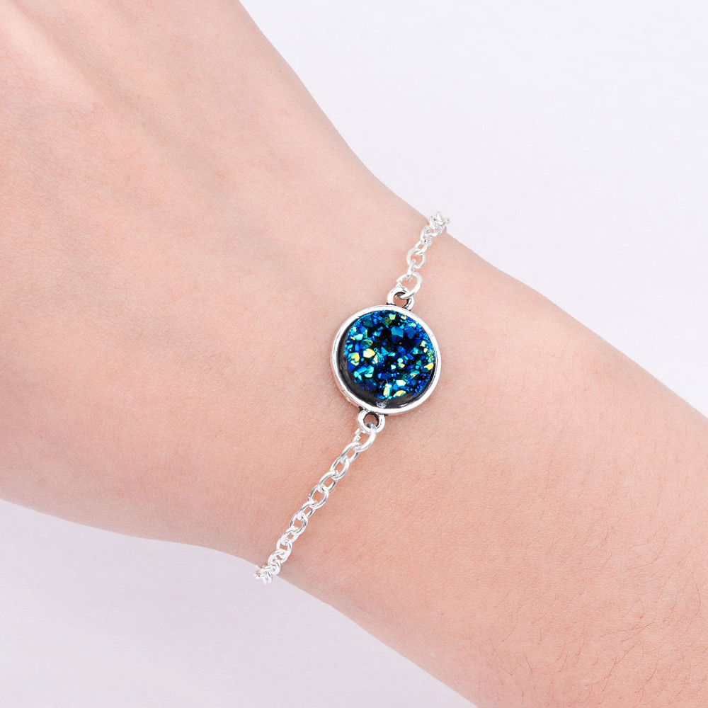 DoreenBeads-Resin-Druzy-Drusy-Bracelets-Silver-color-amp-Antique-Silver-Green-Round-17cm6-68quot-lon-32716693056