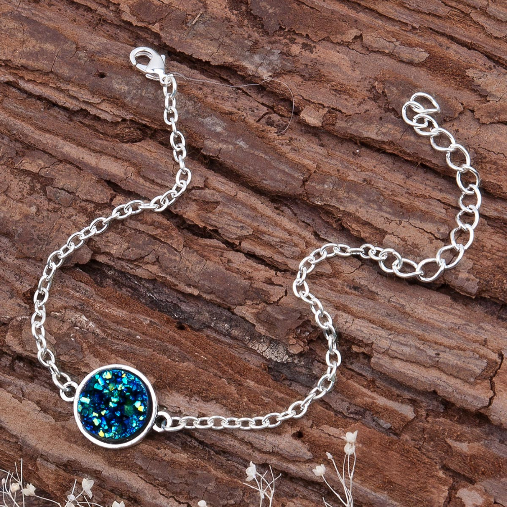 DoreenBeads-Resin-Druzy-Drusy-Bracelets-Silver-color-amp-Antique-Silver-Green-Round-17cm6-68quot-lon-32716693056