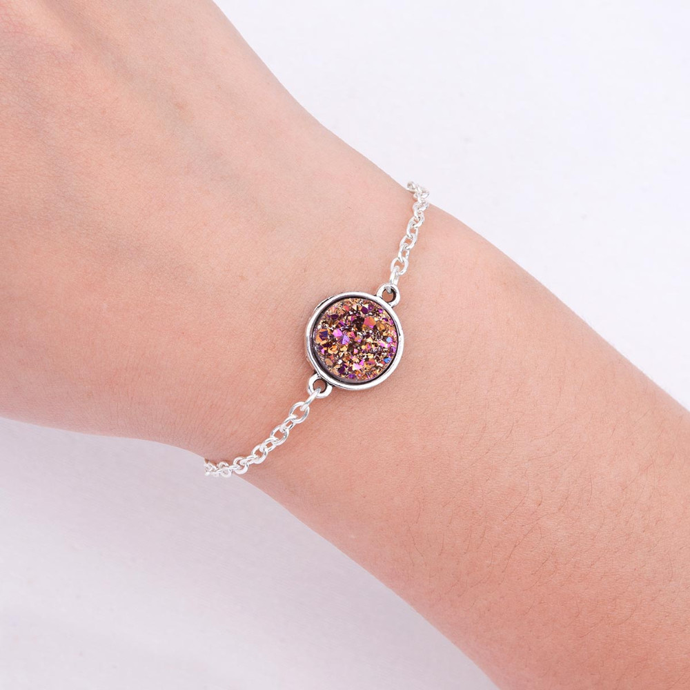 DoreenBeads-Resin-Druzy-Drusy-Bracelets-Silver-color-amp-Antique-Silver-Green-Round-17cm6-68quot-lon-32716693056