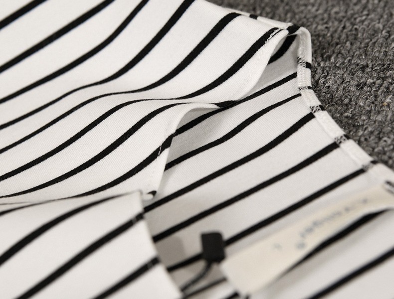 Double-puppet-2017-new-autumn-Literature-stripe-show-shin-casual-dress-o-neck-three-quarter-loose-st-32741285942