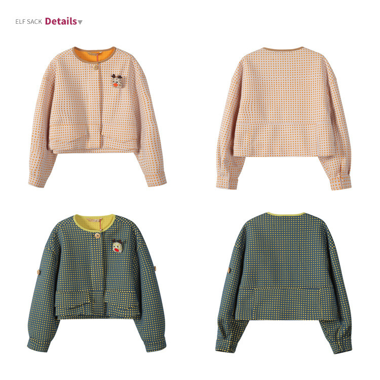 Elf-SACK-spring-loose-o-neck-color-block-cutout-vintage-short-jacket-female-long-sleeve-Free-Shippin-32614353837