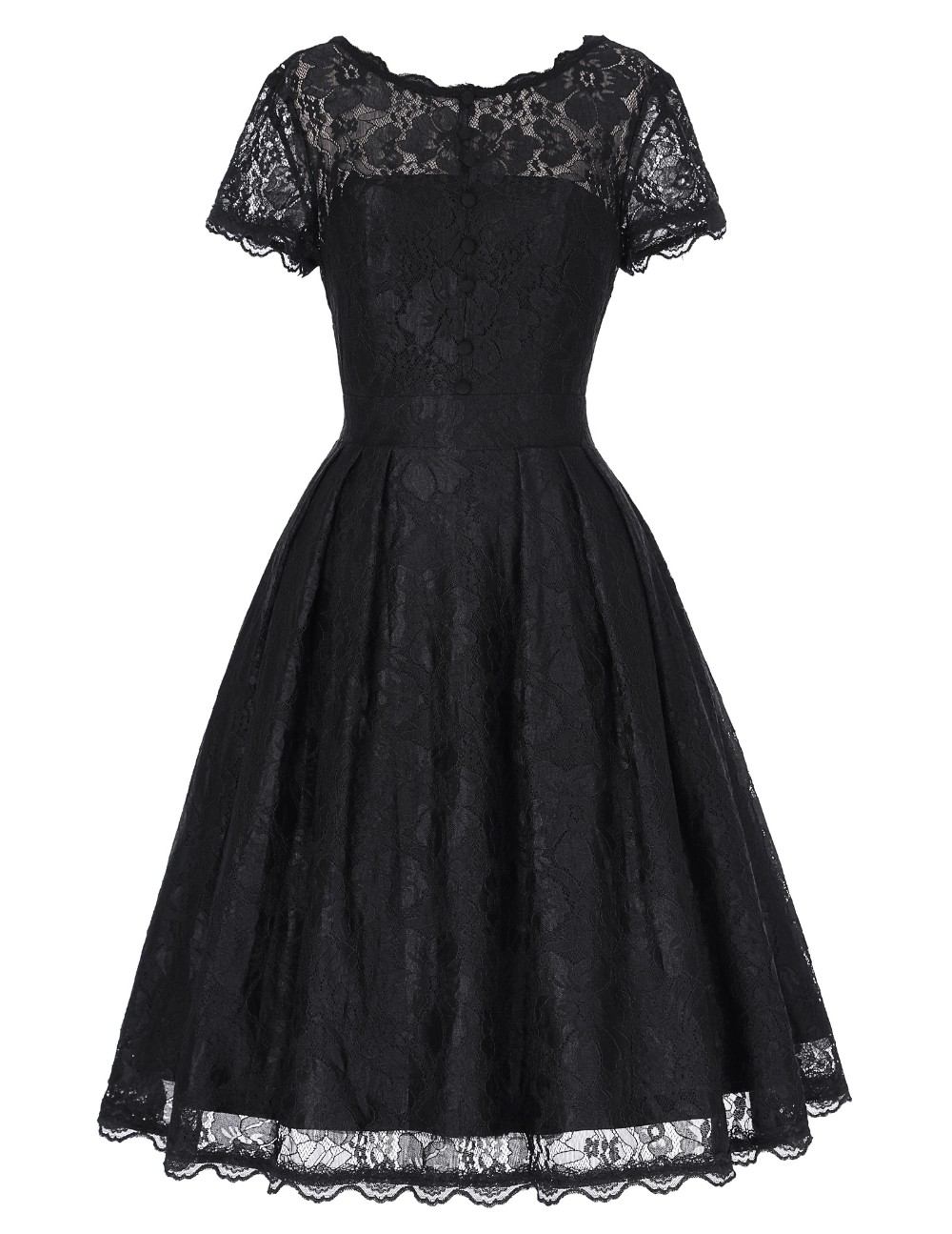 Fashion-Summer-Dress-Women-Rockabilly-Vestidos-Crew-Neck-Real-Picture-Elegant-Black-Lace-Dress-for-L-32757486030