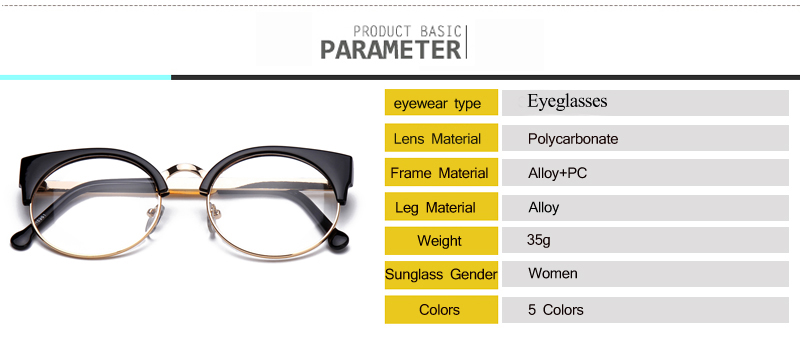 Fashion-Women-Brand-Designer-Cat39s-Eye-Glasses-Half--Frame-Cat-Eye-Glasses-Women-Eyeglasses-Frames--32355950696