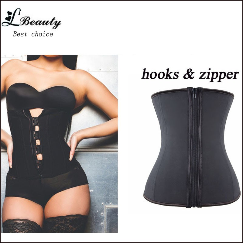 FeelinGirl-Hook-Zipper-Rubber-Latex-Waist-Trainer-Sexy-Corsets-and-Bustiers-Waist-Cincher-Corset-Top-32426957485