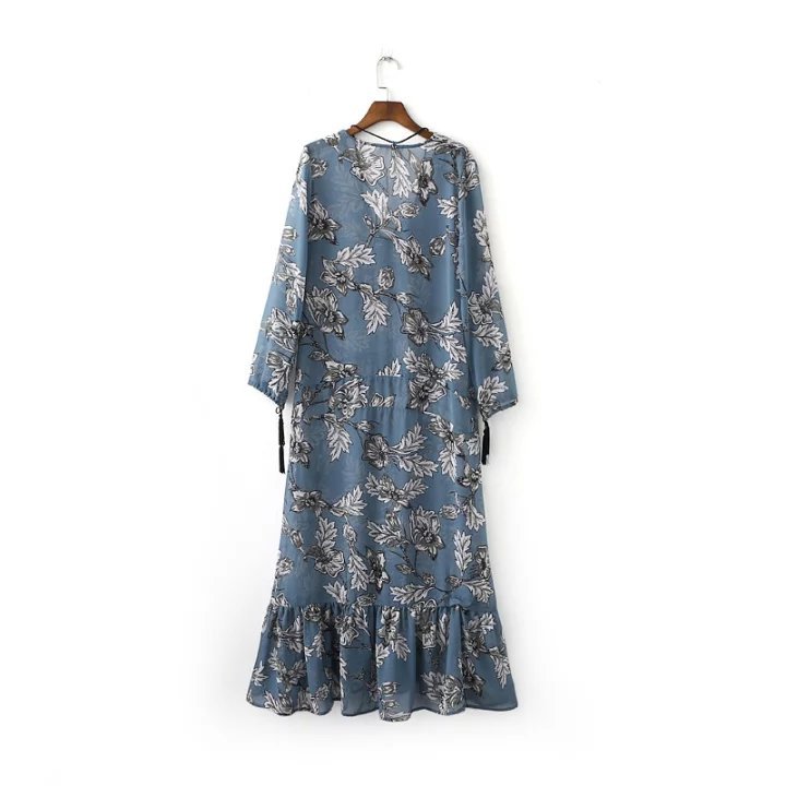 Floral-print-boho-chiffon-long-dress-Autumn-winter-tassel-ruffle-hem-maxi-dress-robe-Vintage-loose-b-32771959416