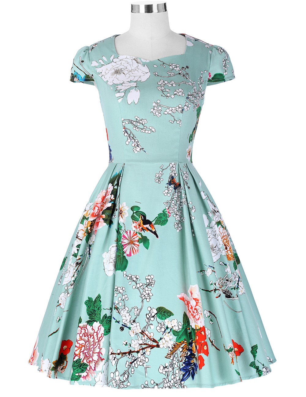 Flower-Summer-Women-Dress-Vintage-Cap-Sleeve-Floral-1950s-Flare-A-Line-Party-Jurken-Audrey-Hepburn-5-32773464685