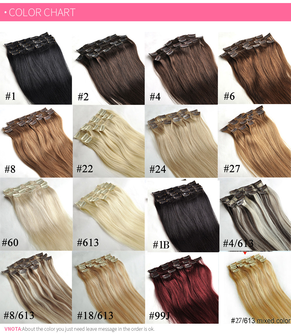 Free-Shipping-16quot-323939-10pcs-Set-100-Brazilian-Remy-Hair-Clip-Inon-Human-Hair-Extensions-22-Col-343322643