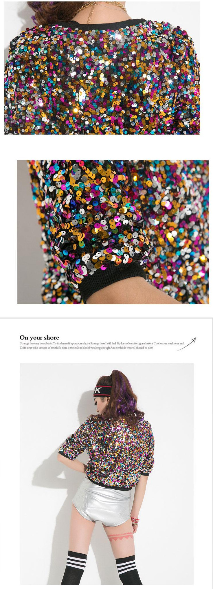 Free-Shipping-Fashion-Women-Tee-Crop-Loose-Summer-Tops-Sequins-Sexy-T-shirt-Casual-Nightclub-Queen-M-32584794248