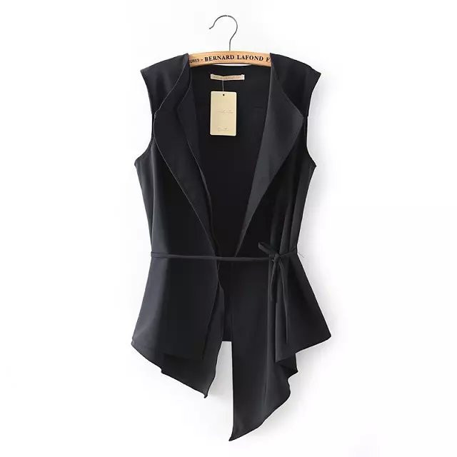 GCAROL-2017-Women-Irregular-Length-Vest-With-Sashes-Fashion-Summer-Spring-Thin-Waiscoat-BlackampWhit-32374285074