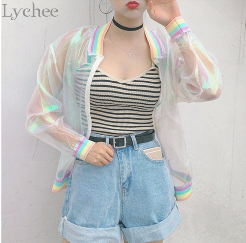 Harajuku-Summer-Women-Jacket-Laser-Rainbow-Symphony-Hologram-Women-BasicCoat-Clear-Iridescent-Transp-32712489059
